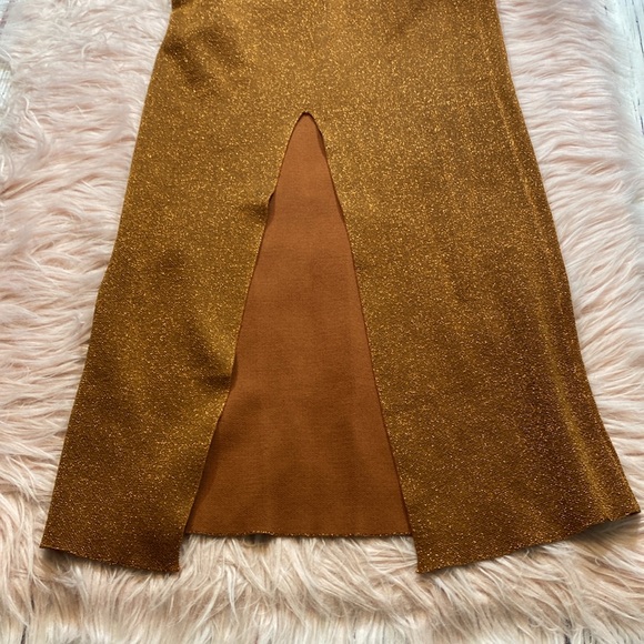 DISSH Nico Bronze Metallic Strapless Midi Dress sz L - Picture 13 of 13